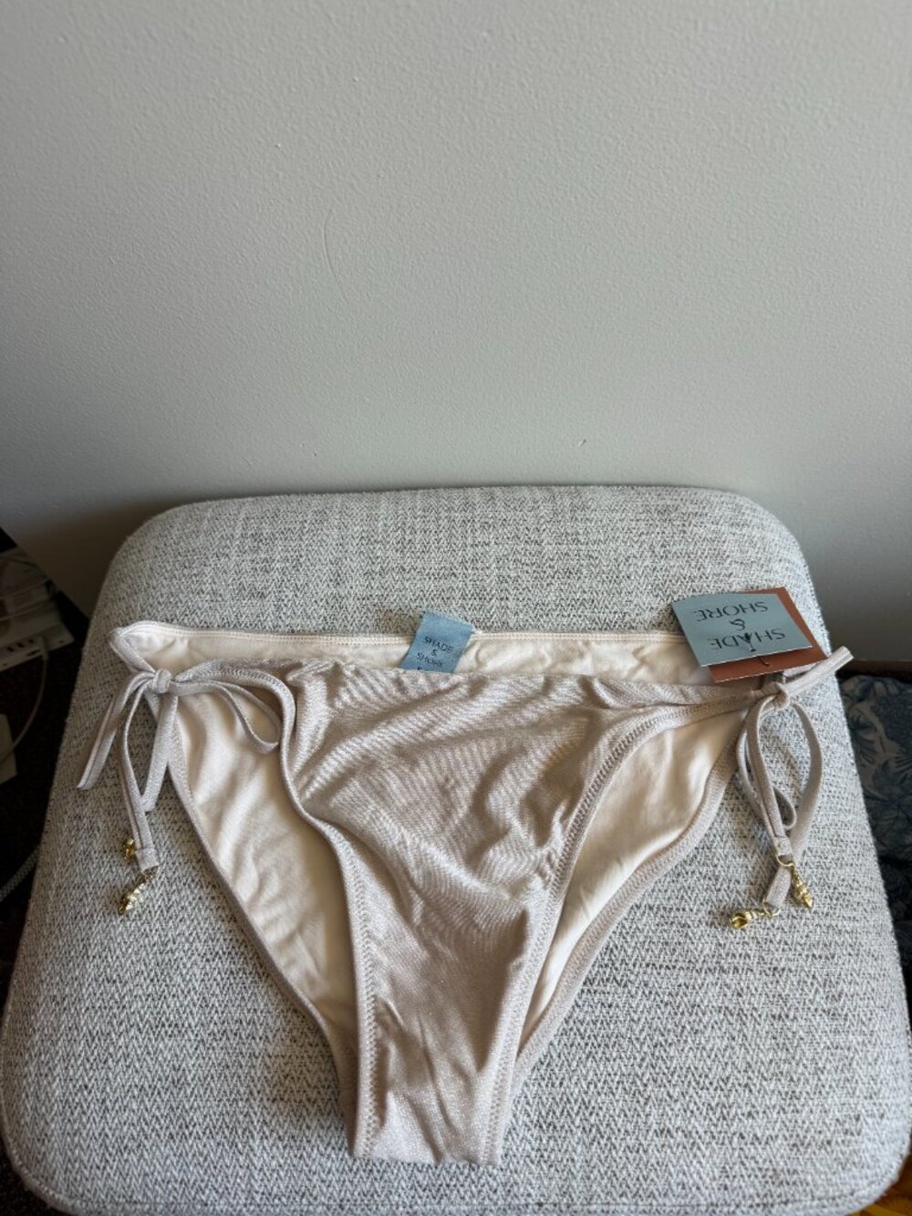 Shade & Shore cream color sparkly bikini bottom size XL